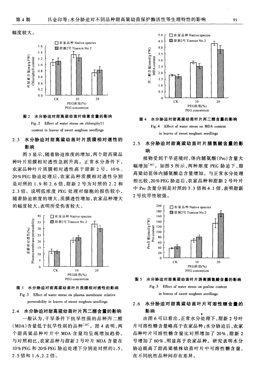 水分胁迫对不同品种甜高粱幼苗保护酶活性等生理特性的影响_第3页