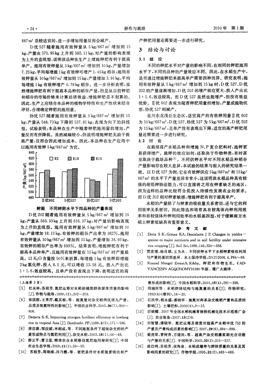 川东北不同K肥水平对超级稻产量的影响_第2页