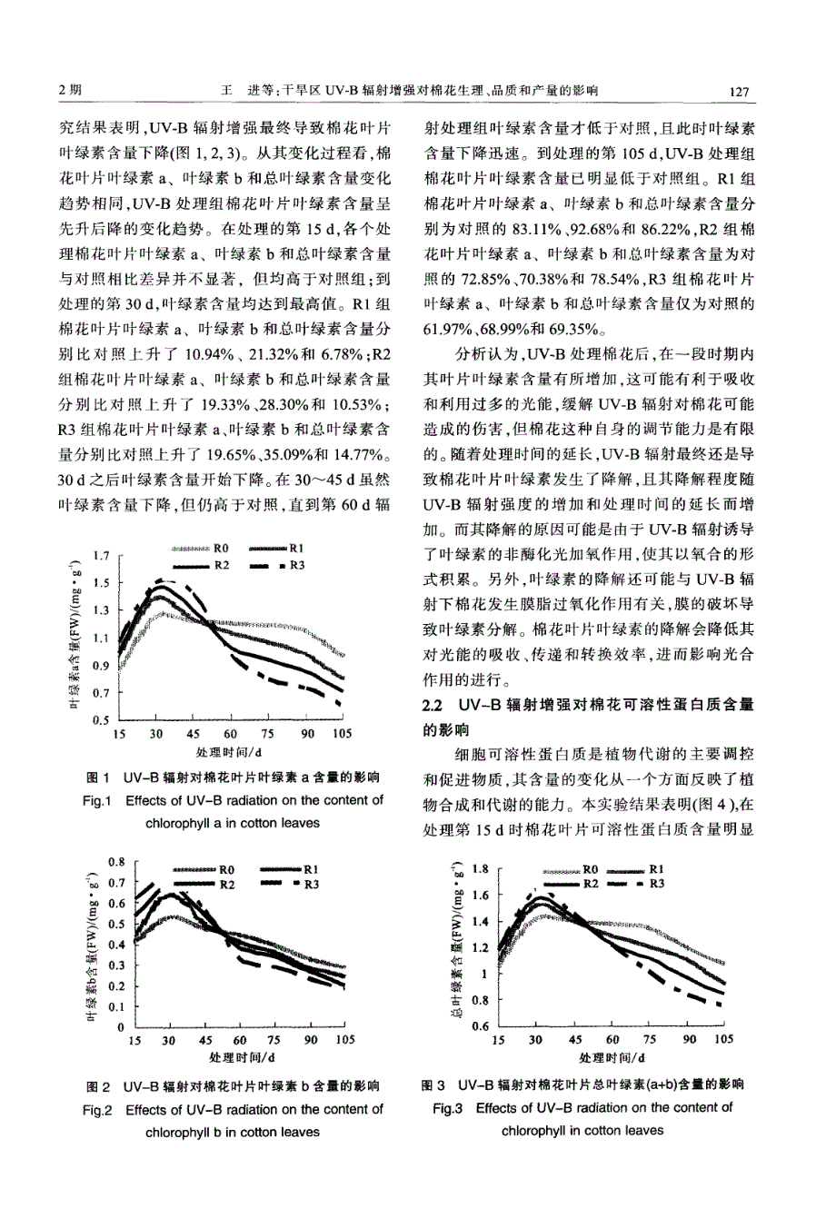 干旱区UV—B辐射增强对棉花生理、品质和产量的影响_第3页