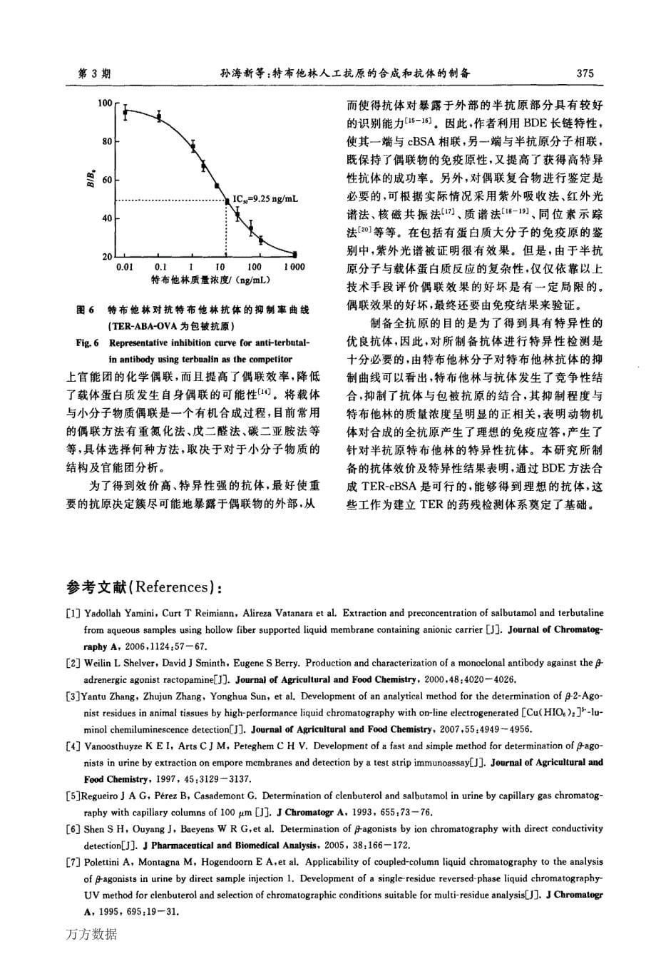 特布他林人工抗原的合成和抗体的制备_第5页