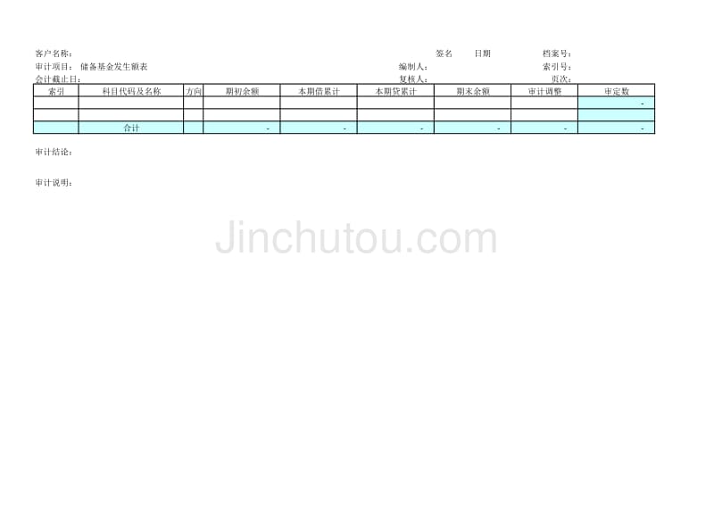 储备基金（邮电器材类审计－负债权益）模板文档_第2页