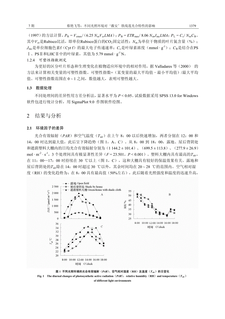 不同光照环境对‘薇安’铁线莲光合特性的影响_第3页