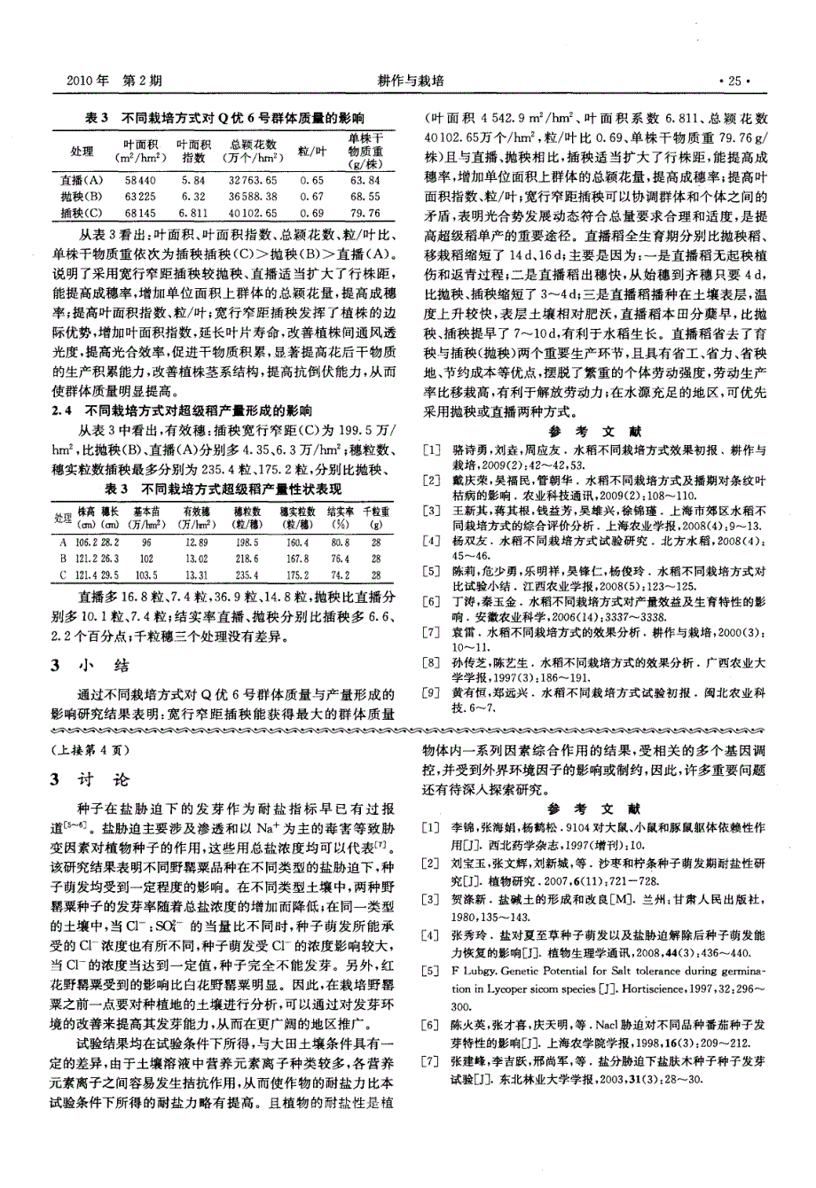 不同栽培方式对超级稻群体质量和产量的影响_第2页