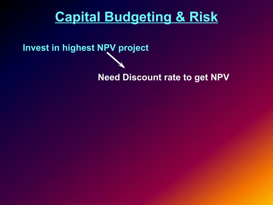 财务管理-社团的财政讲义 Capital Budgeting & Risk_第1页