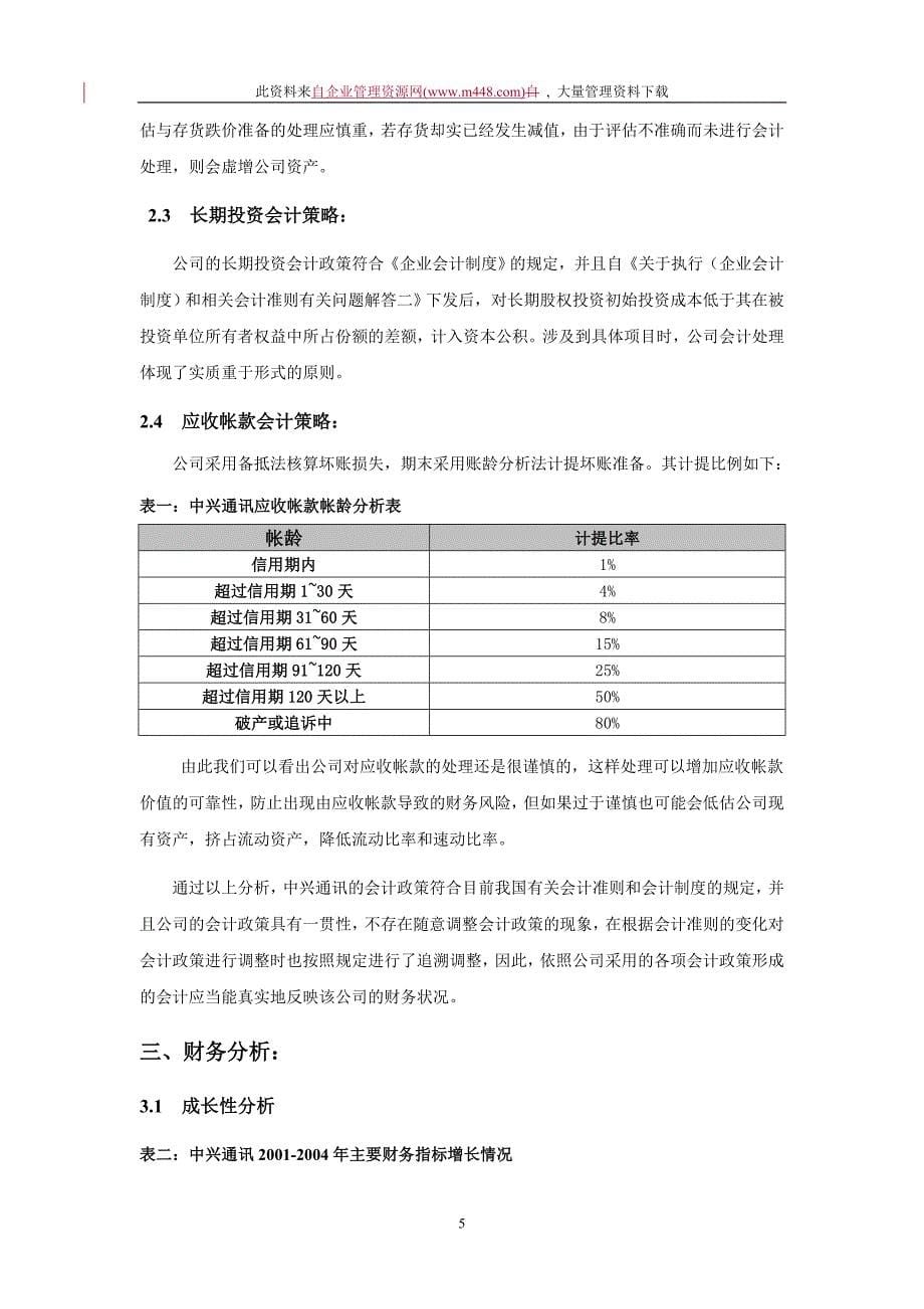 中兴通讯财务分析报告_第5页