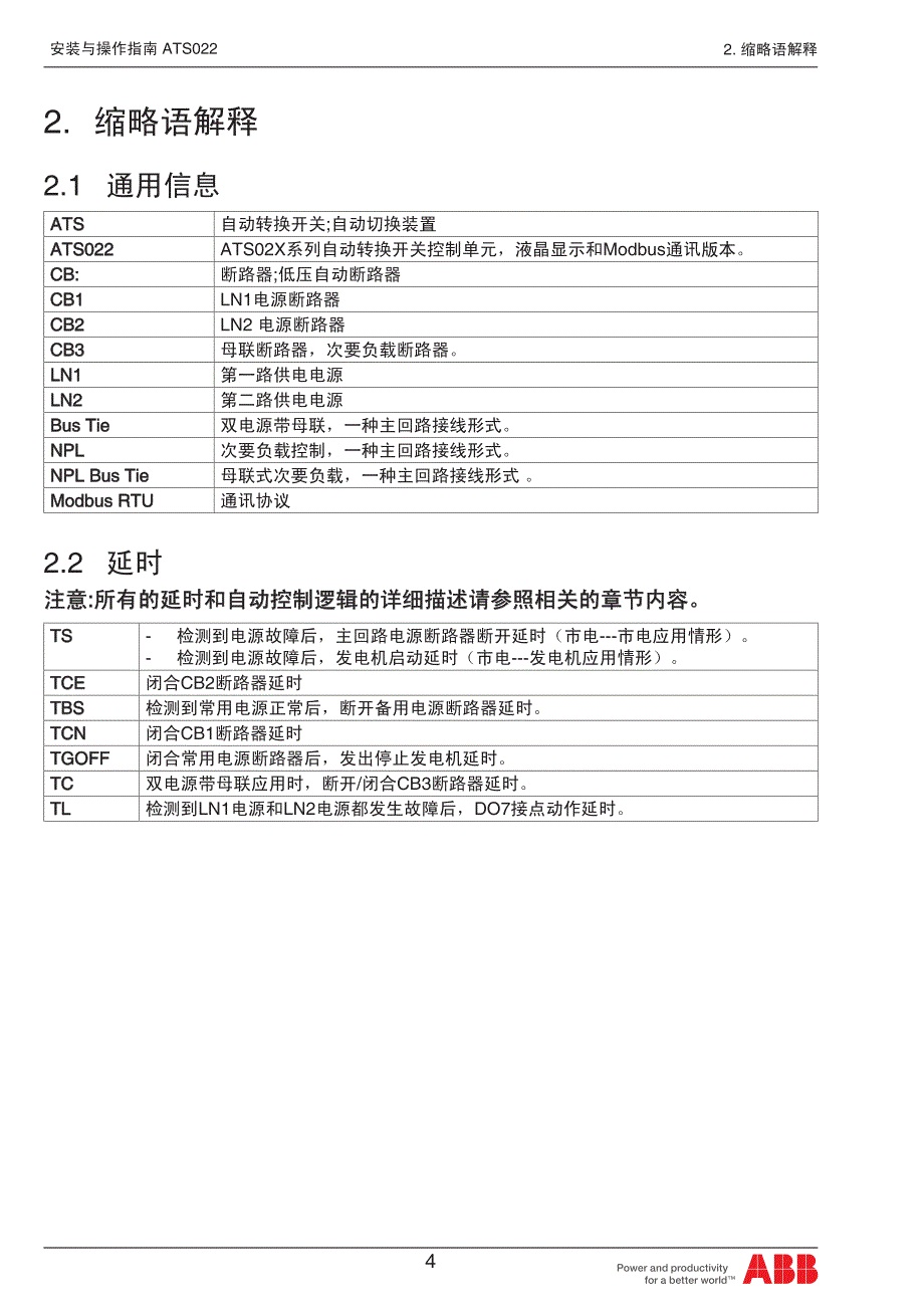 ABB 电源控制器 STS022 ATS021安装手册操作手册中文高清版－ATS022 Manual_第4页