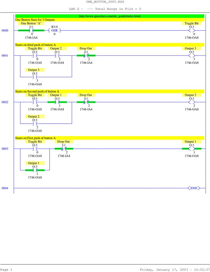 AB罗克韦尔 PLC编程实例－ONE BUTTON 3 O－P