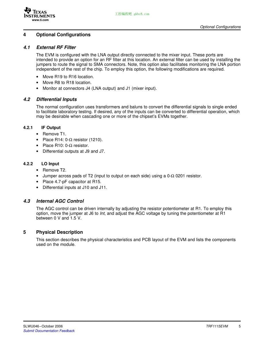 德州仪器TRF1115EVM用户手册编程手册英文版_第5页