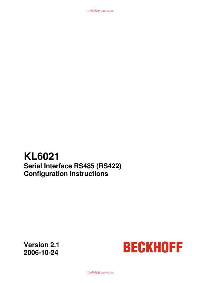 倍福端子模块KL系列用户手册（英文版）KL6021en