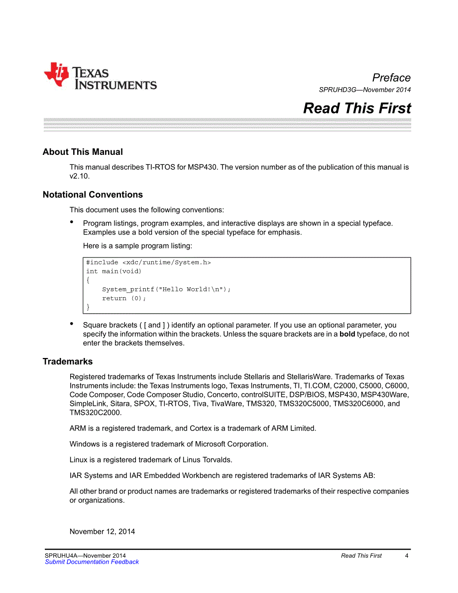 德州仪器TI-RTOS 2.10 for MSP430入门手册英文版_第4页