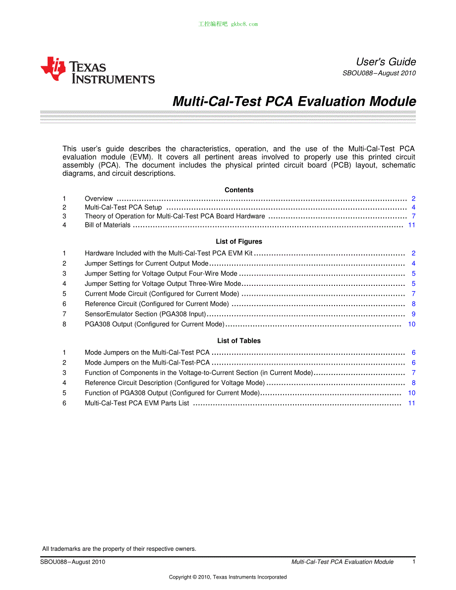 德州仪器Multi-Cal-TestPCAEvaluation用户手册编程手册英文版_第1页