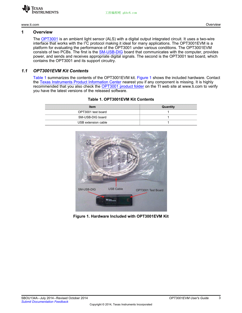 德州仪器OPT3001EVM用户手册编程手册英文版_第3页