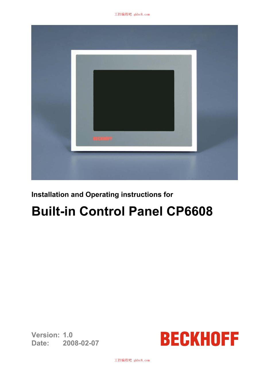 倍福触摸屏面板CP系列用户手册（英文版）CP6608en_第1页