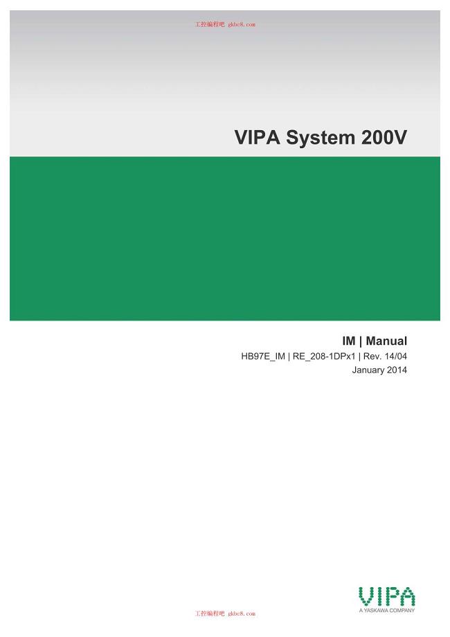 惠朋VIPA系统200V HB97E-IM用户手册（英文版）HB97E IM 208-1DPx1 14-04