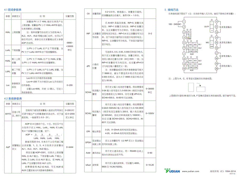 厦门宇电温控器AI-601用户手册_第2页