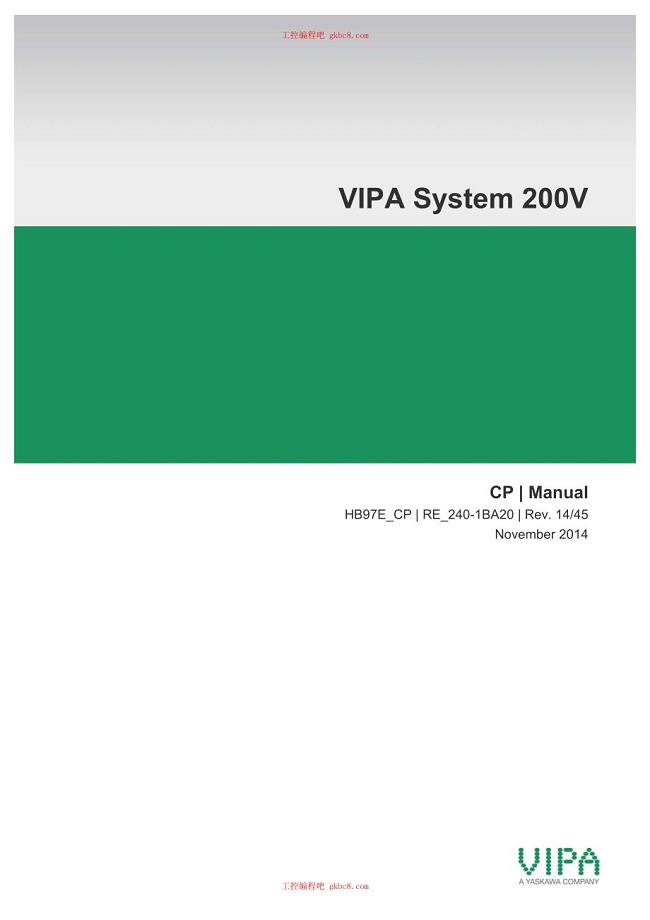 惠朋VIPA系统200V HB97E-CP用户手册（英文版）HB97E CP 240-1BA20 14-45