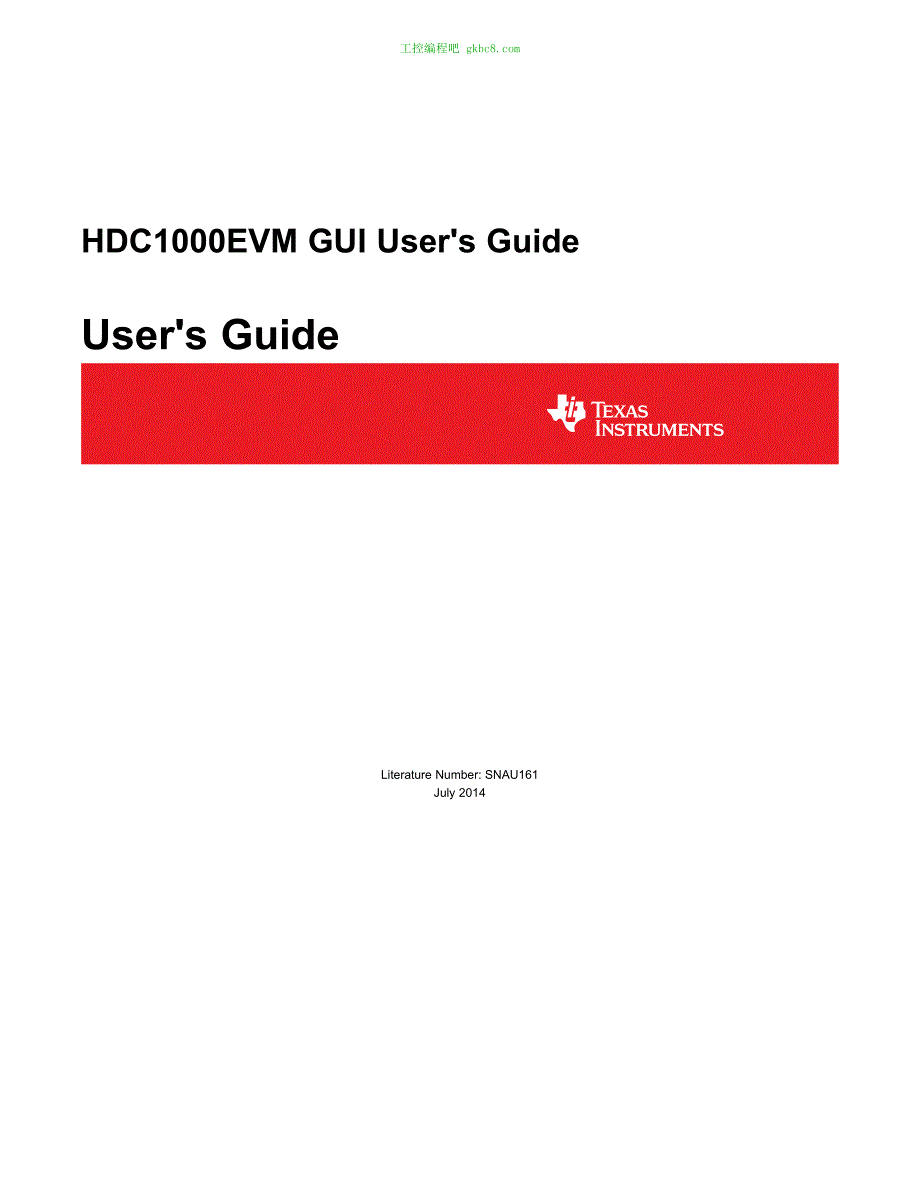 德州仪器HDC1000EVMGUI 用户手册编程手册英文版_第1页