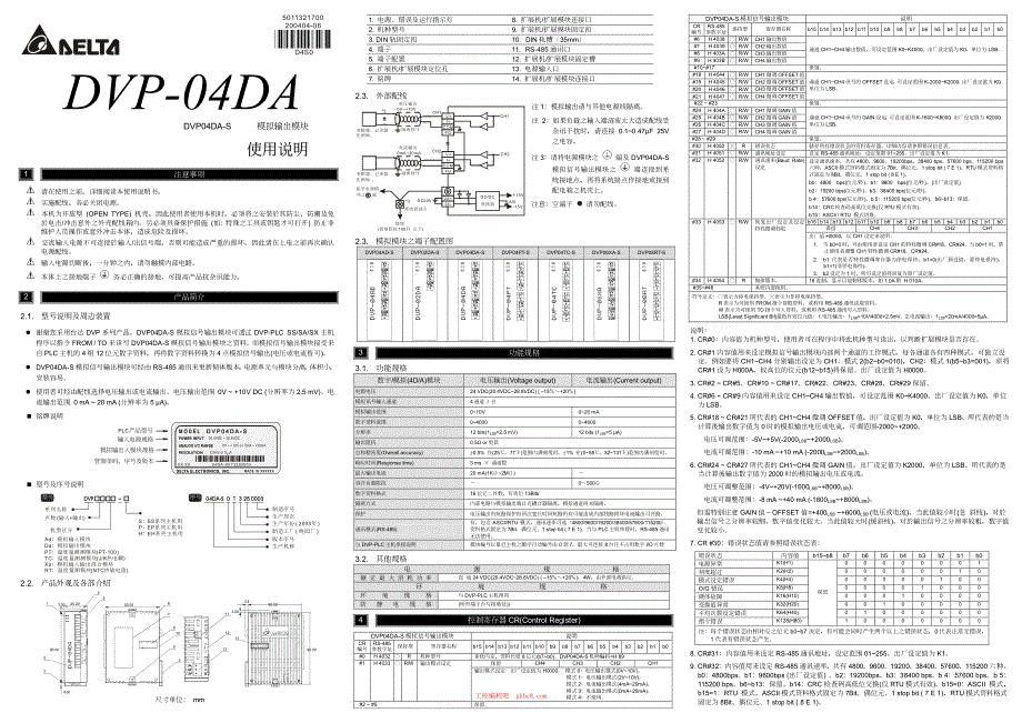 台达DVP-04DA使用手册