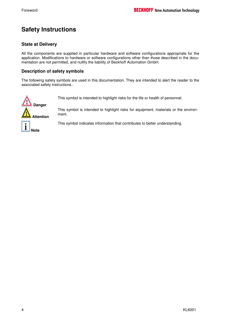 倍福端子模块KL系列用户手册（英文版）KL6001en_第4页