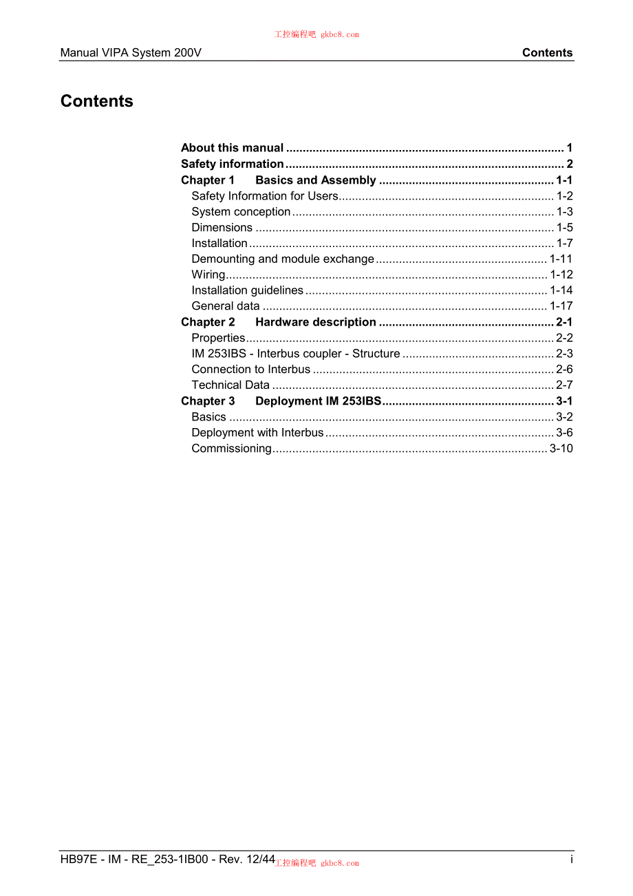 惠朋VIPA系统200V HB97E-IM用户手册（英文版）HB97E IM 253-1IB00 12-44 01_第3页