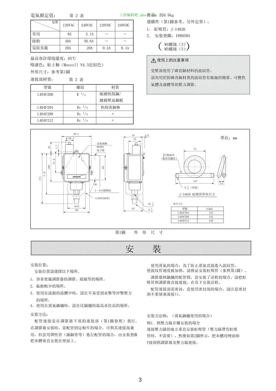 日本山武壓力調節器 L404F 用户手册_第3页