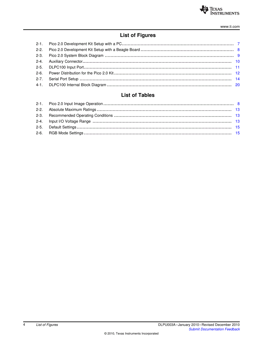 德州仪器PicoProjectorDevelopmentKitV2用户手册英文版_第4页