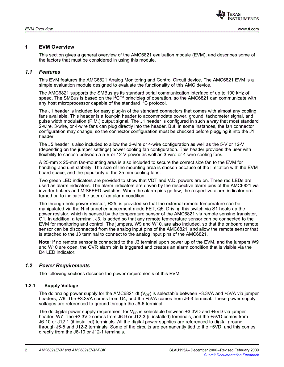 德州仪器AMC6821 EVM AMC6821 用户手册编程手册英文版_第2页