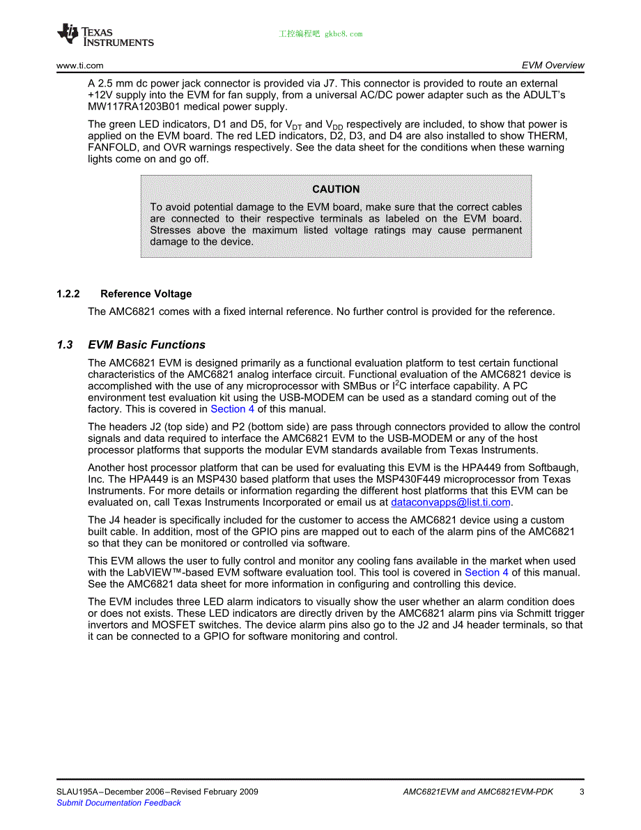 德州仪器AMC6821 EVM AMC6821 用户手册编程手册英文版_第3页