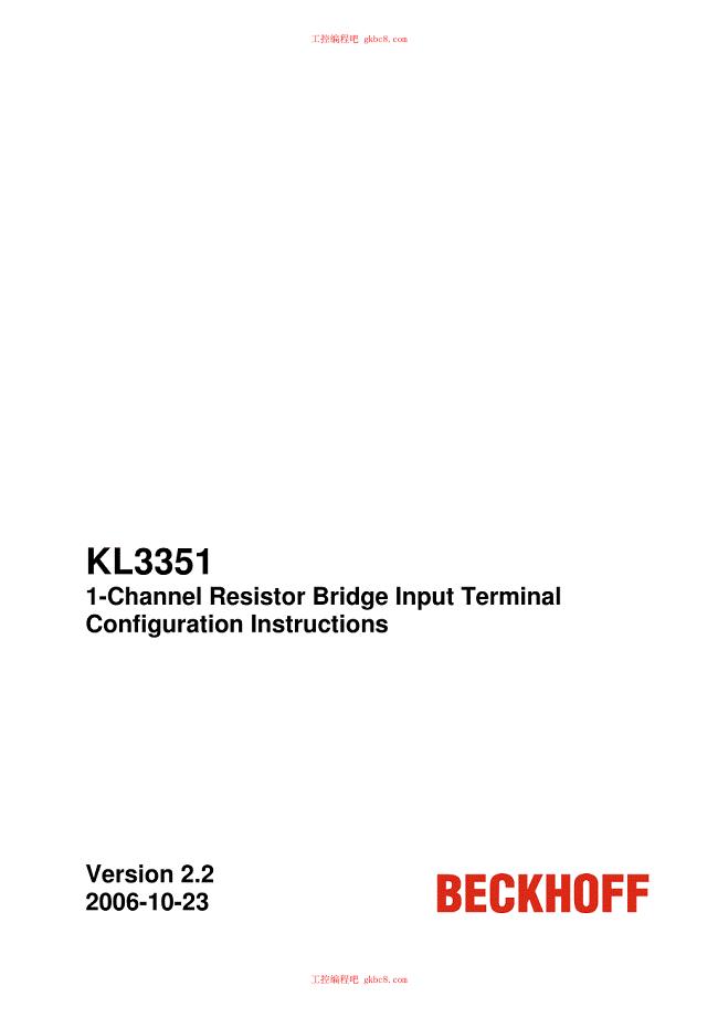 倍福端子模块KL系列用户手册（英文版）KL3351en