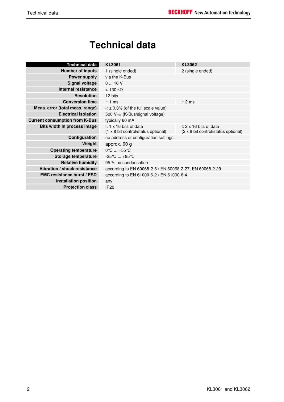 倍福端子模块KL系列用户手册（英文版）KL3061 KL3062en_第4页