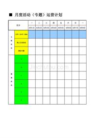 网站运营管理表格（营销计划） 活动计划