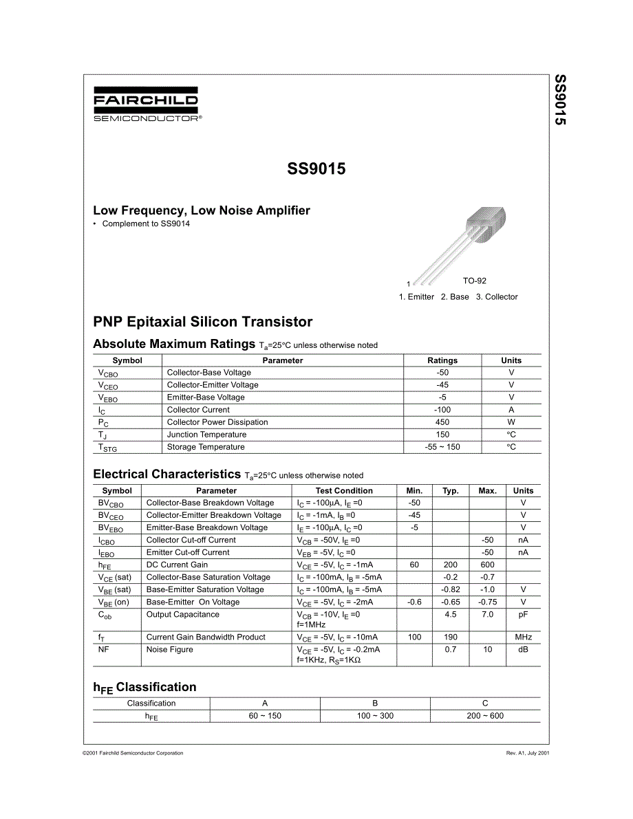 〖集成芯片资料〗SS9015_第1页