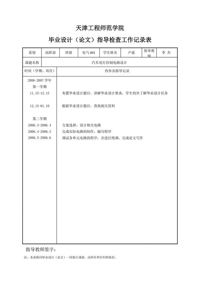 指导检查工作记录表