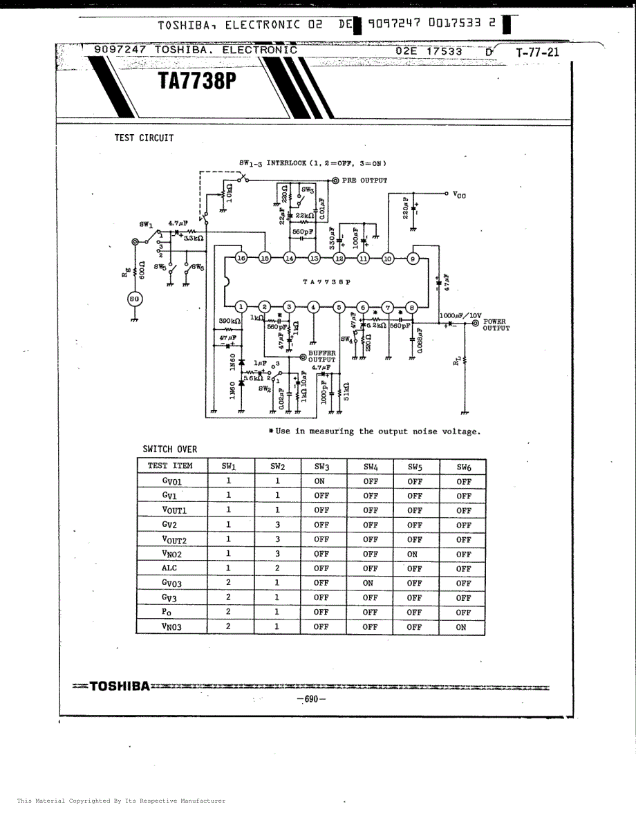 〖单放机芯片资料〗TA7738P_第3页