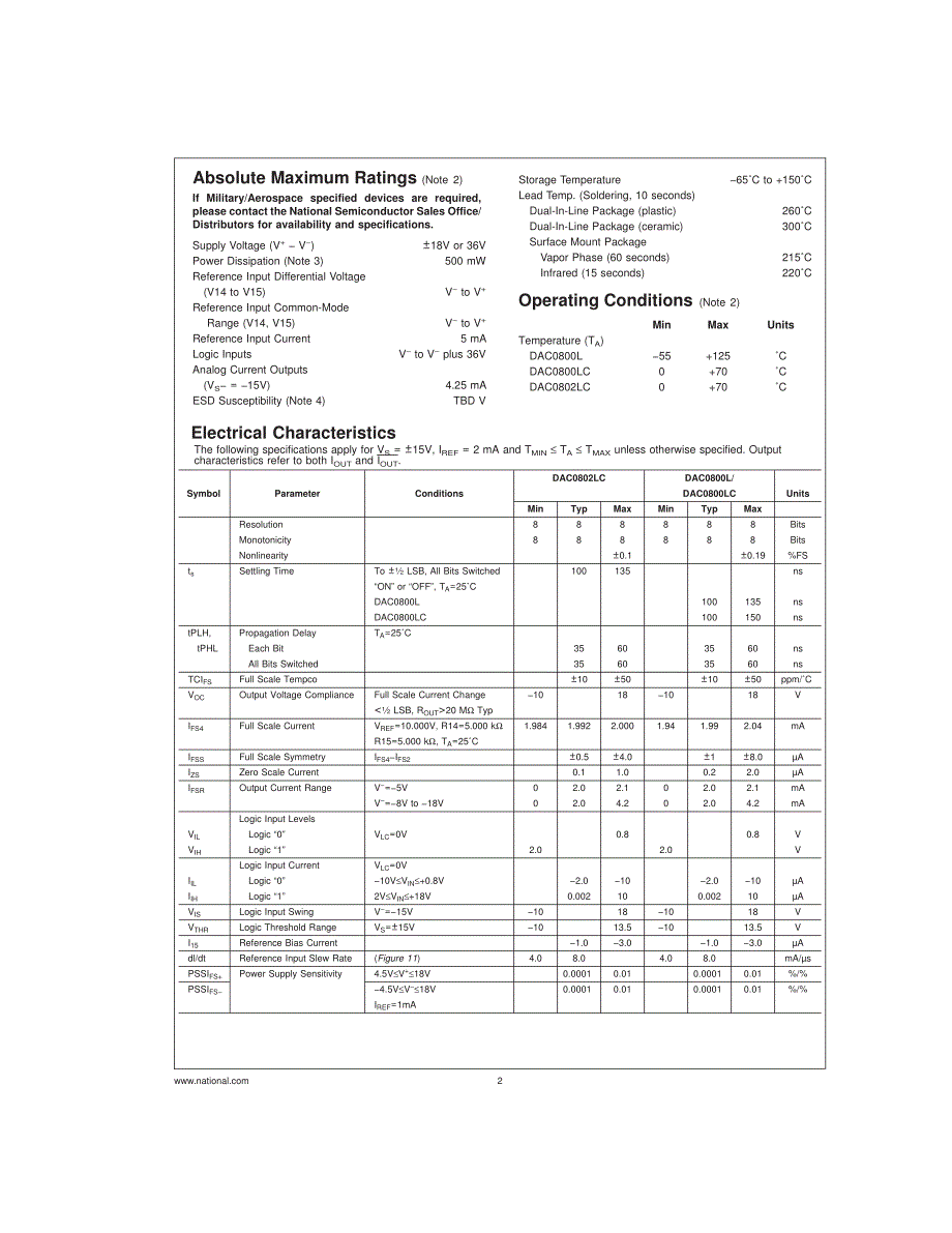 〖DA系列芯片资料〗DAC0800_第2页