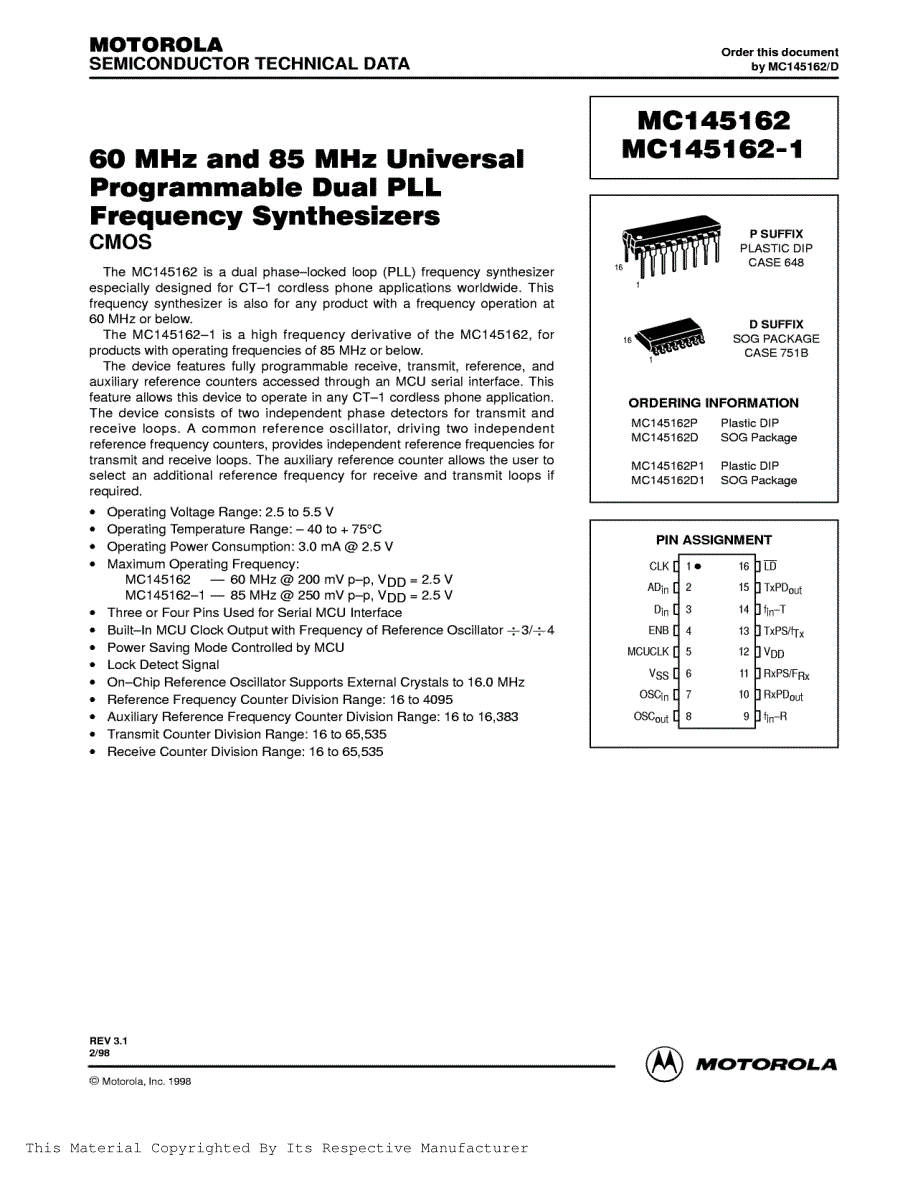 〖MC芯片资料〗mc145162_第1页