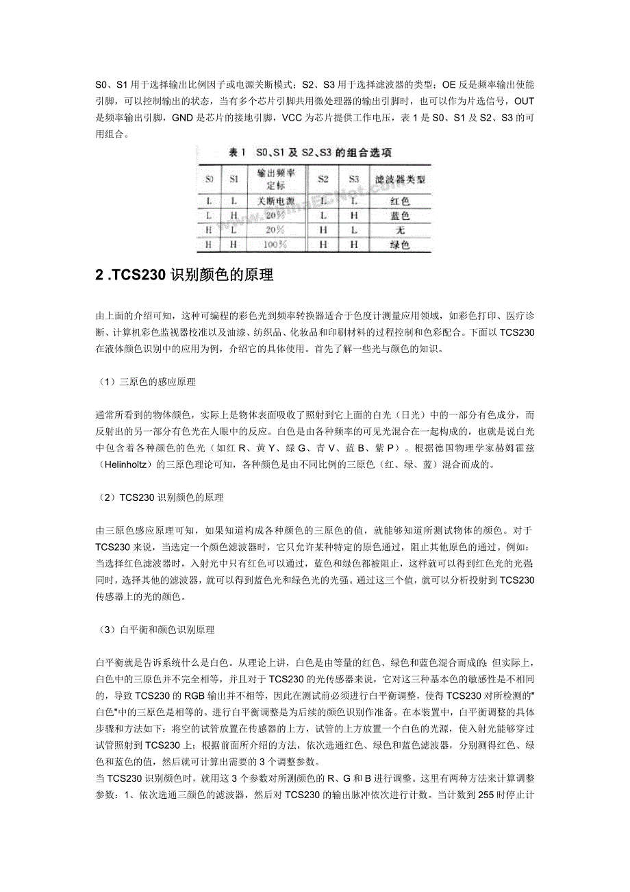 颜色传感器TCS230及颜色识别电路_第2页