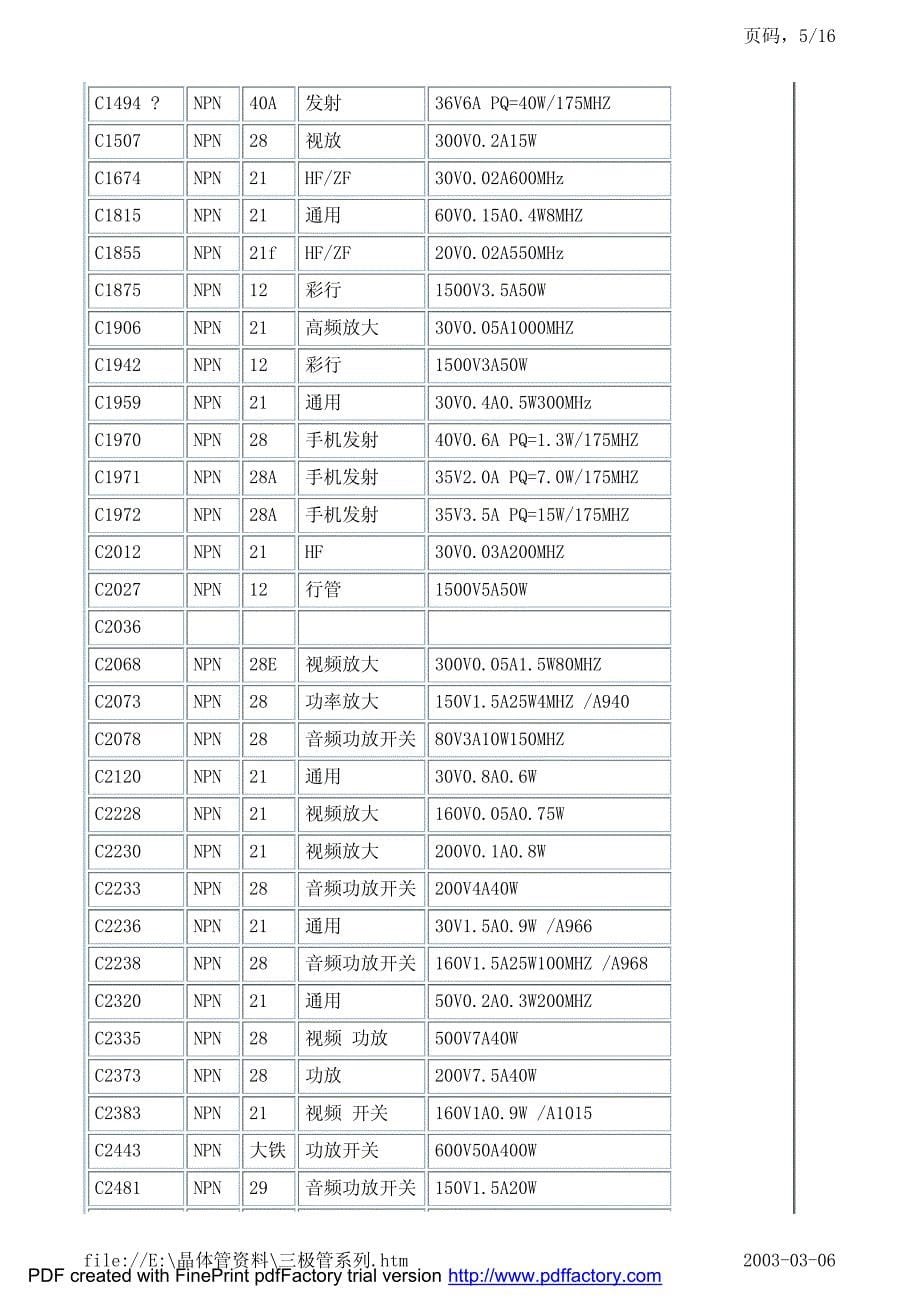 三极管 BU 2SC 2SD 2SA 2N_第5页