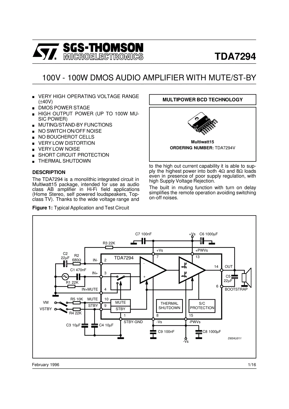 〖TDA芯片资料〗tda7294_第1页