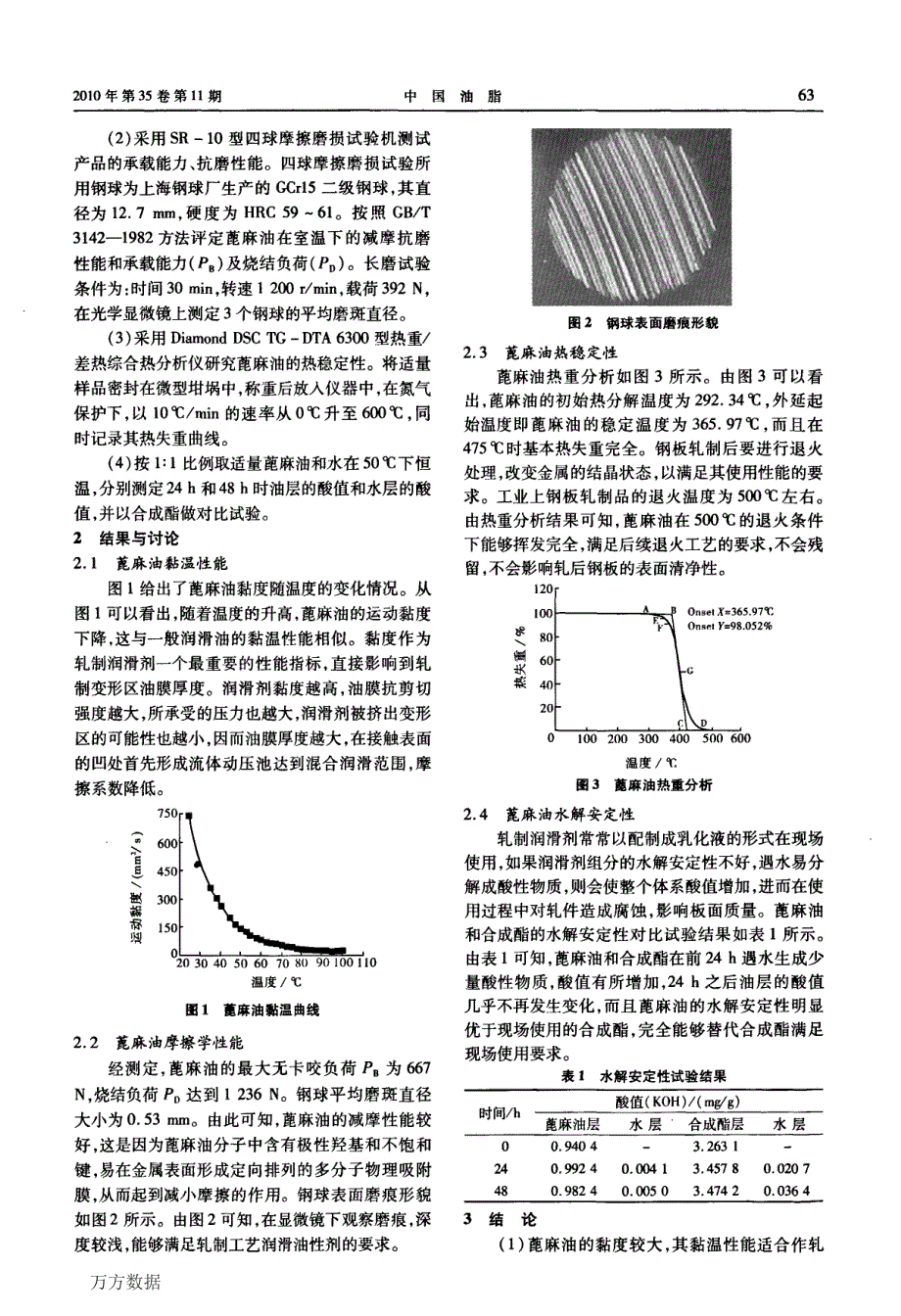 蓖麻油用作轧钢工艺润滑油性剂性能的研究_第2页