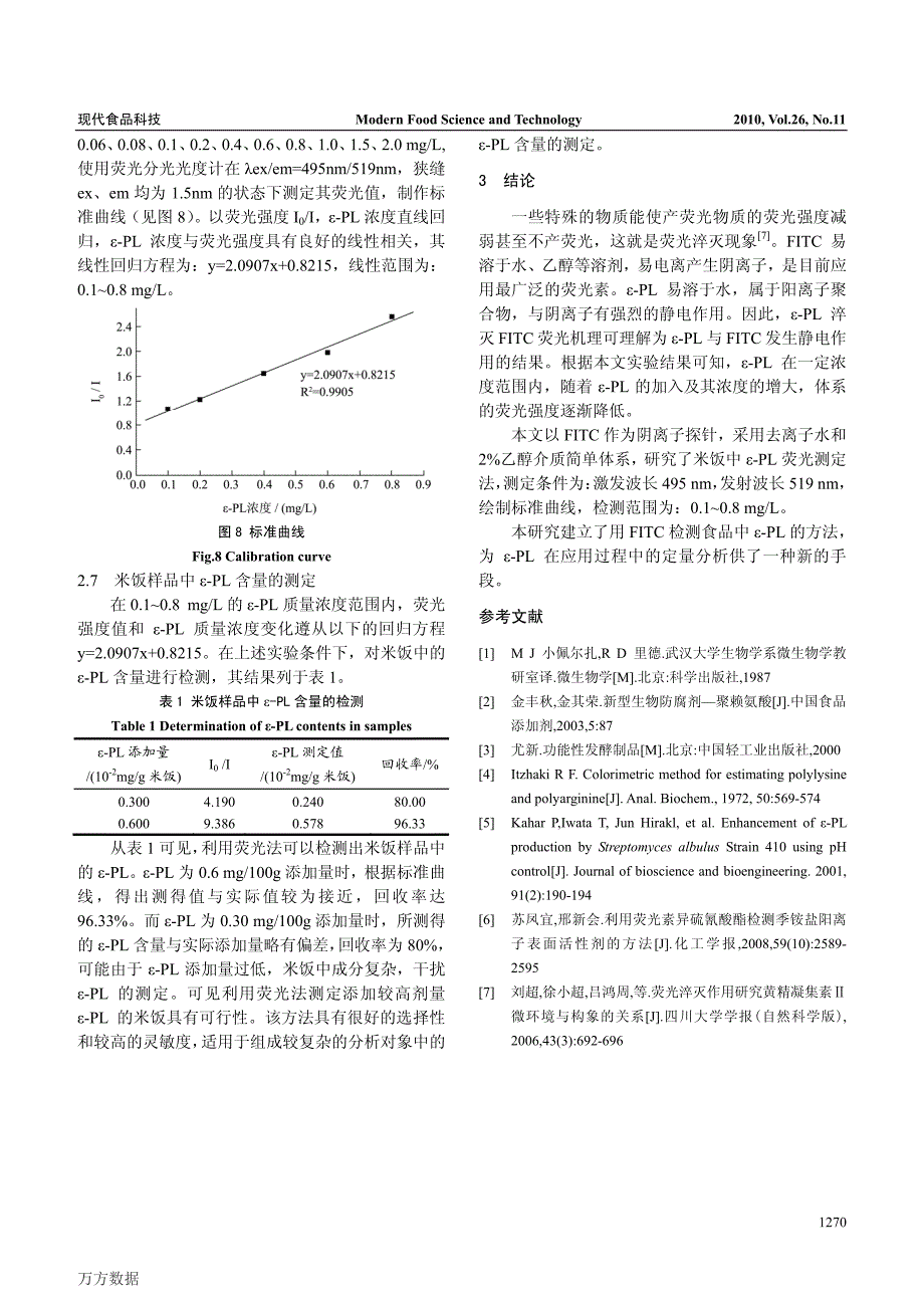 荧光淬灭法测定ε聚赖氨酸含量的研究_第4页