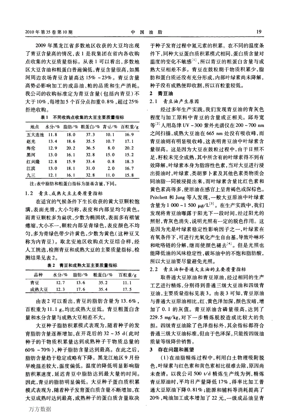 东北地区青豆和青豆油的产生原因及品质分析_第2页