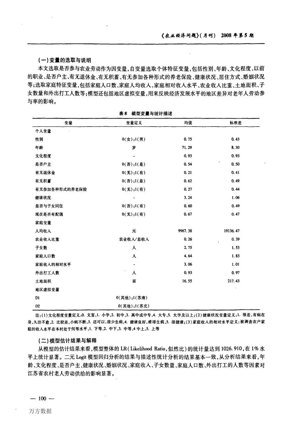 农村老年人农业劳动参与的影响因素——基于江苏的实证研究_第5页