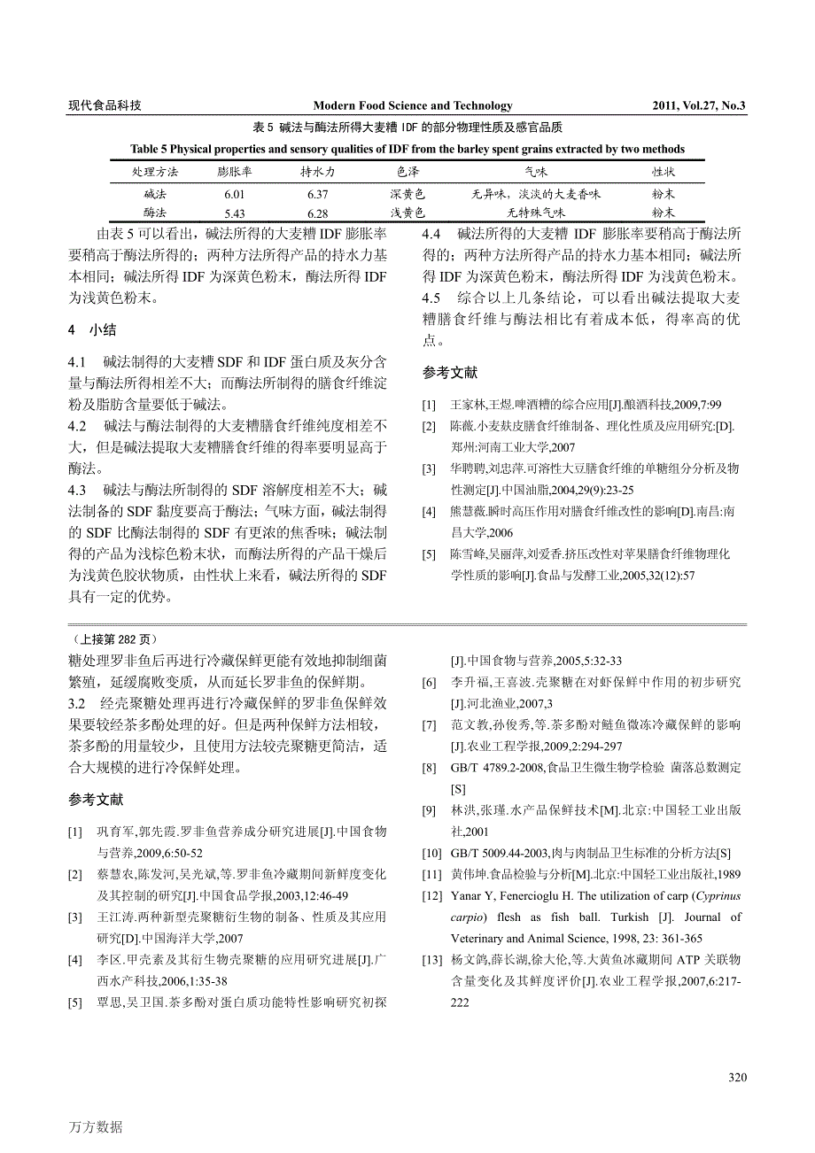 碱法与酶法提取大麦糟膳食纤维的比较_第4页