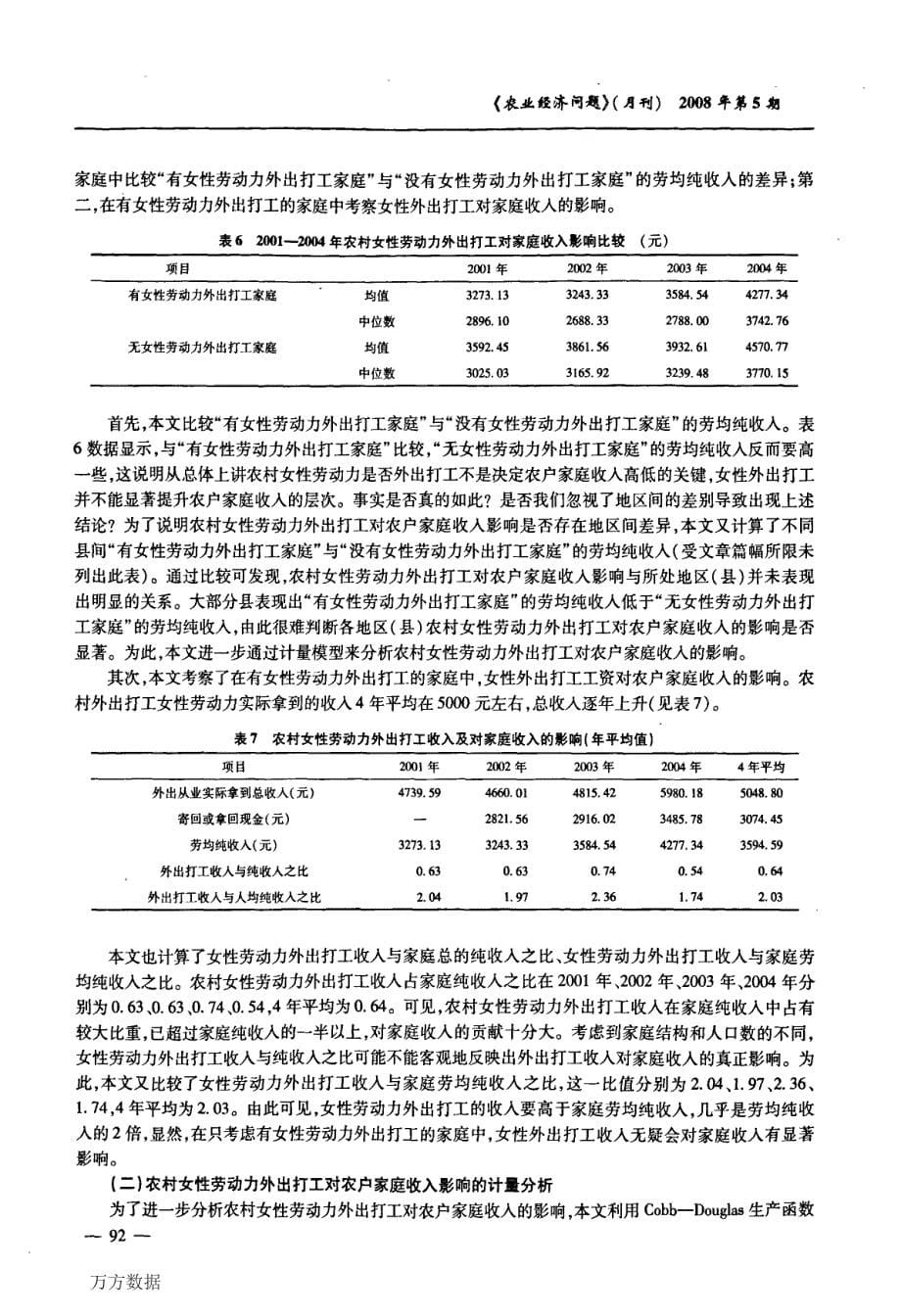 农村女性劳动力外出打工对农户收入的影响——基于辽宁省的实证分析_第5页