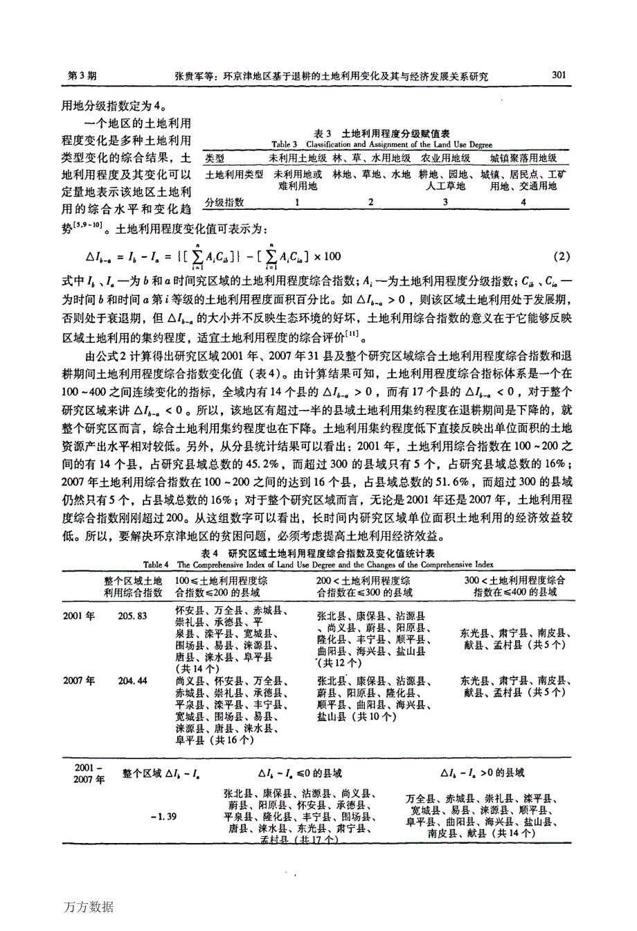 环京津贫困地区基于退耕的土地利用变化及其与经济发展关系研究_第4页