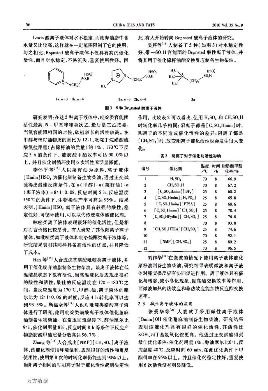 离子液体在生物柴油合成中的应用_第3页