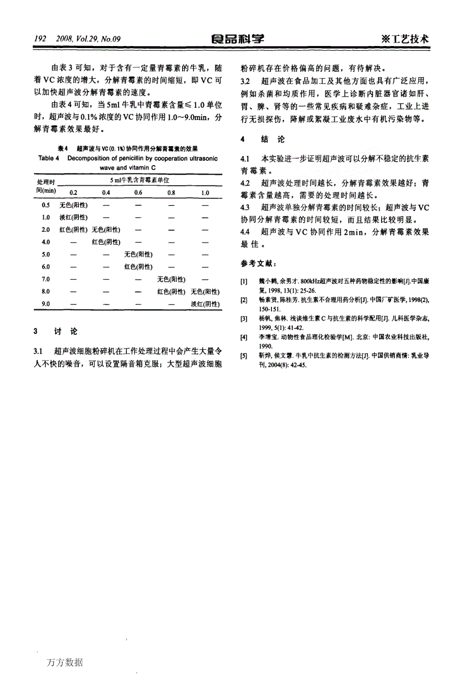 超声波对牛奶中青霉素的分解作用研究_第3页