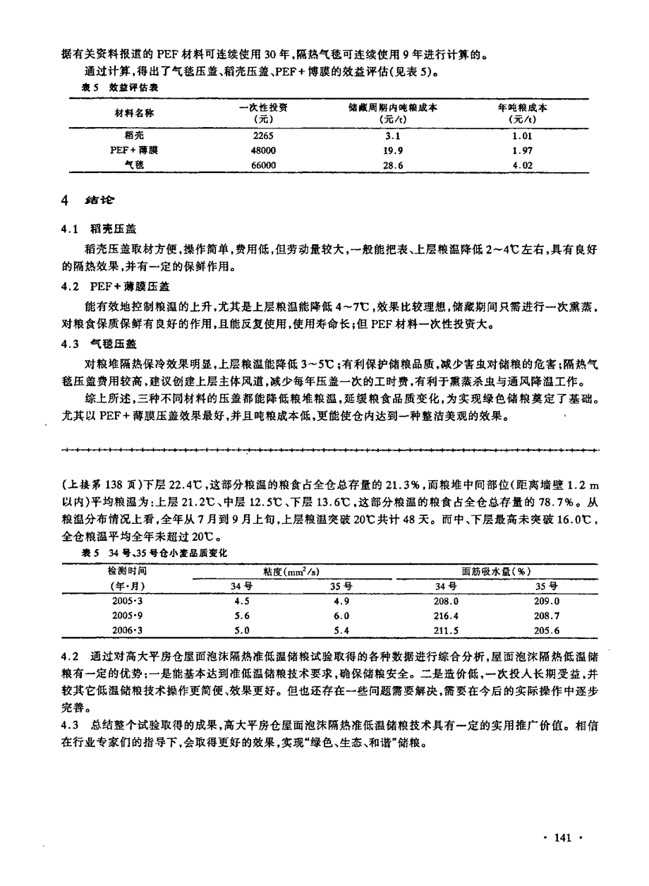 气毯压盖与PEF和稻壳压盖控温储粮效果比较_第3页