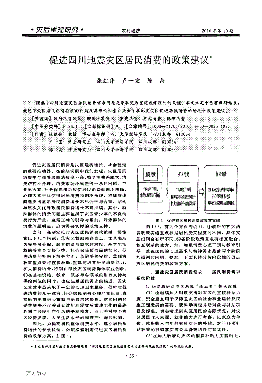 促进四川地震灾区居民消费的政策建议_第1页